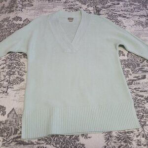 Chico's Mint Green Over Size Cotton 3/4 Sleeve V-Neck Sweater Size 0= XS-S NWOT